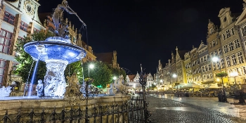 2028 Baltic Sea Golf Cruise Vacation Neptune Fountain, Gdansk, Poland - PerryGolf + Silversea Cruises